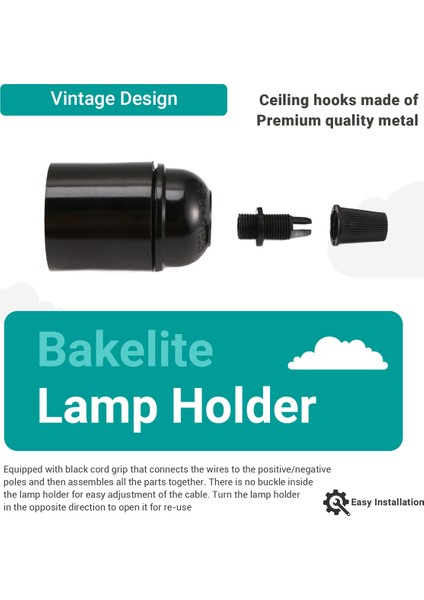 6'lı Paket Bakalit Lamba Tutucu E26/E27 Ampul Duyu Vintage Ampul Duyu Es Vidalı Lamba Tutucu Tavan/sarkıt/zemin Için (Yurt Dışından) fırsatları