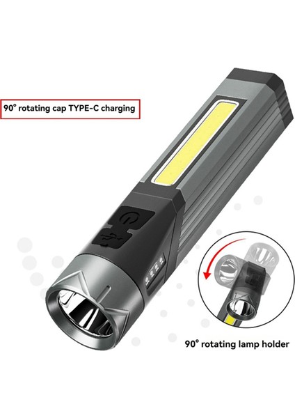 Çok Işlevli Katlanabilir El Feneri Cob Yan Işıklı Çalışma El Feneri (Yurt Dışından) modelleri
