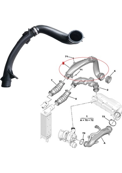 Peugeot Citroen Için 1440J0 9801830480 Turboşarjlı Emme Borusu (Yurt Dışından) modelleri