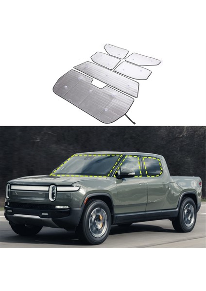 Rivian R1T 2022-2024 Için Araç Ön Cam Güneşlik Seti Güneşlik Yan Arka Cam Gölgelik Kapağı Aksesuarları (Yurt Dışından) fırsatları