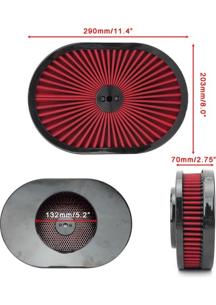 2000-2017 Ford Fiesta 1995-1999 Chevy Silverado Sbc Bbc Spor Hava Filtresi Için Oval Yüksek Akışlı Hava Filtresi (Yurt Dışından) modelleri