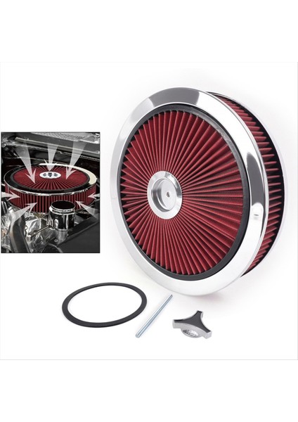 Evrensel Araba Hava Filtresi, 14X3, Yüksek Akışlı, Yıkanabilir, Kırmızı (Yurt Dışından) modelleri