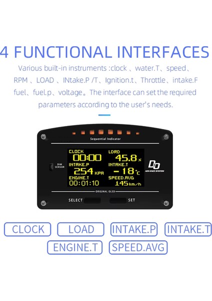 Çok Işlevli Yarış Gösterge Panelleri OLED Ekran Gösterge Paneli Obdll Bluetooth Bağlantısı 11000 Rpm Yarış Göstergesi (Yurt Dışından) fırsatları