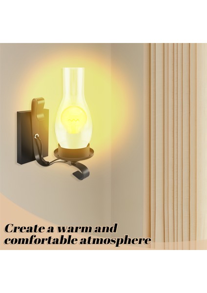 Yatak Odası Için Cam ve Mood Light Dekoratif Lambadan Oluşan Vintage Rustik Duvar Lambası (Ampul Içermez) (Yurt Dışından) indirimleri