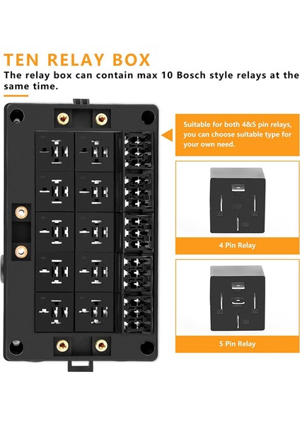 Araba ve Kamyon Için 12V Otomotiv Sigorta Röle Kutusu Evrensel Bloğu - 10 Yuvalı Röle Tutucu, 15 Yuvalı Atc/ato Sigorta Tutucu (Yurt Dışından) fiyatları