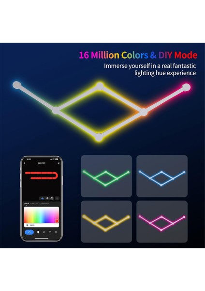 USB Akıllı Duvar Lambası Rgb LED Işık Çubukları 16 Milyon Renk Siyah (Yurt Dışından) fiyatları