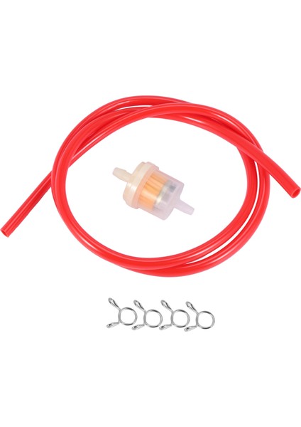 6 mm Benzin Filtresi + Benzin Borusu Hortum Hattı + 4 Klips Mini Moto Scooter Kir Bisikleti Için Kırmızı (Yurt Dışından)