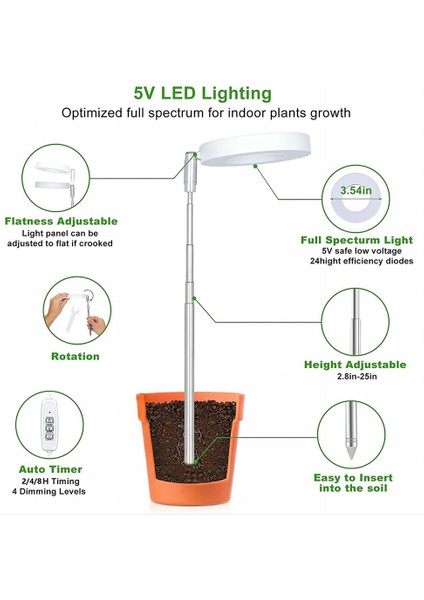Büyüme Işığı, Iç Mekan Bitkileri Için Spectrum LED Bitki Işığı, Çiçekler ve Bonsai Bitkileri Için Yüksekliği Ayarlanabilir Büyüme Işığı (Yurt Dışından) fırsatları