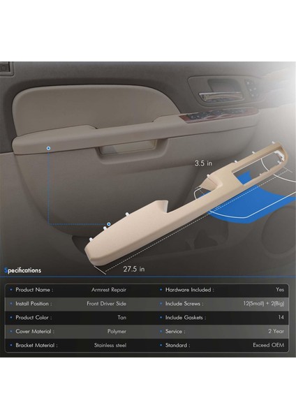 20954880 Chevy Gmc Tahoe Silverado 2010-2014 Krem Beyaz Sol Direksiyon Için Araç Ön Sürücü Tarafı Kapı Kol Dayama Kolu (Yurt Dışından) fiyatları