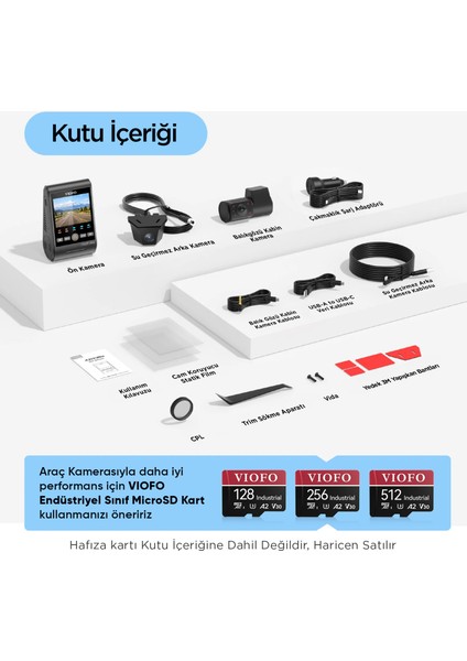 A229 Ultra-W 3 Kameralı Ön+Arka Su Geçirmez+İç 4K+4K+1080P HDR Sony STARVIS 2 Sensörlü GPS'li Araç Kamerası fırsatları