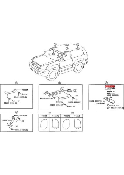 Toyota Prado 120 2003-2009 74310-6A020-B1 74320-6A020-B1 74320-60850-B1 Için 1 Çift Gri Güneşlik Aynalı LED Lamba (Yurt Dışından) indirimleri