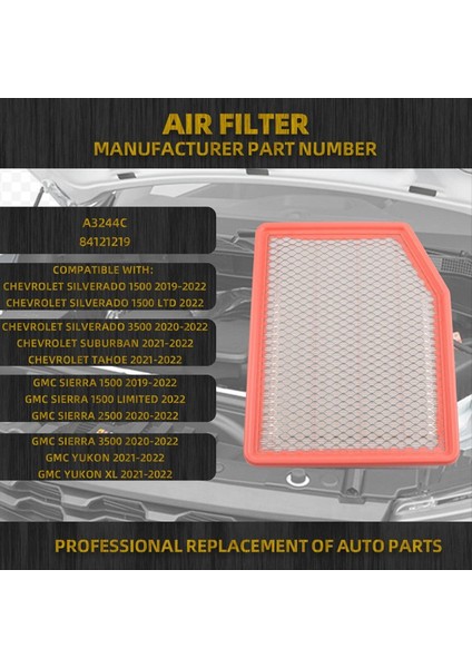 Chevrolet Silverado Suburban Için A3244C 84121219 Motor Hava Filtresi (Yurt Dışından) fiyatları