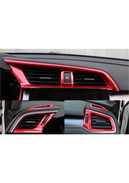 Honda Civic 10. Sezon 2016, 2017, 2018, 2019 Için 3 Adet Kırmızı Merkezi Kontrol Çıkışı Havalandırma Kapağı Kaplaması Abs Sol El Direksiyon (Yurt Dışından) fırsatları