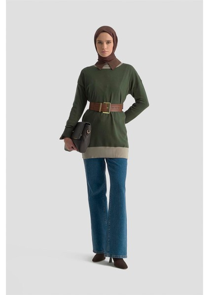 Color Block Triko Tunik 25KD6018 Haki fiyatları
