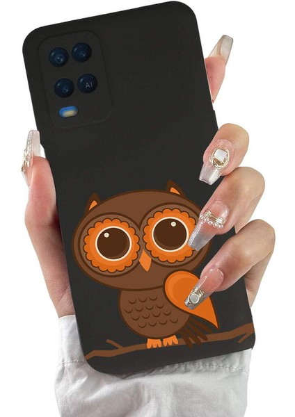 Oppo A16 ile Uyumlu Baykuş (0214A) Tasarımlı Siyah Lansman Silikon Kılıf fiyatları