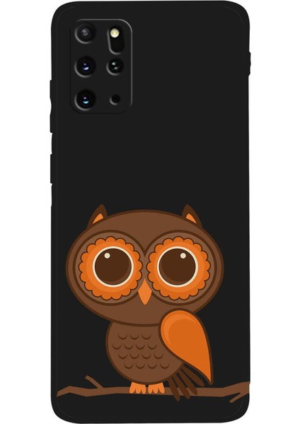 Samsung Galaxy S20 Plus ile Uyumlu Baykuş (0214A) Tasarımlı Siyah Lansman Silikon Kılıf