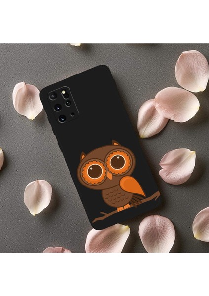 Samsung Galaxy S20 Plus ile Uyumlu Baykuş (0214A) Tasarımlı Siyah Lansman Silikon Kılıf