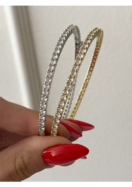 Özel Tasarım Zirkon Taşlı Su Yolu Kelepçe Bileklik