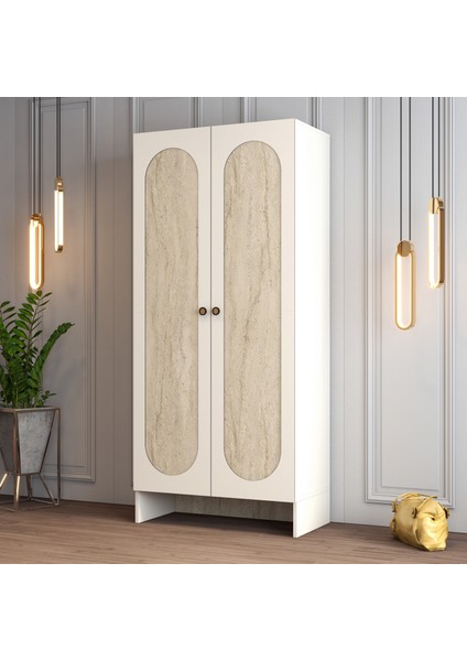 Münih 2 Kapaklı (2) Gardırop Krem / Traverten Mermer fiyatları