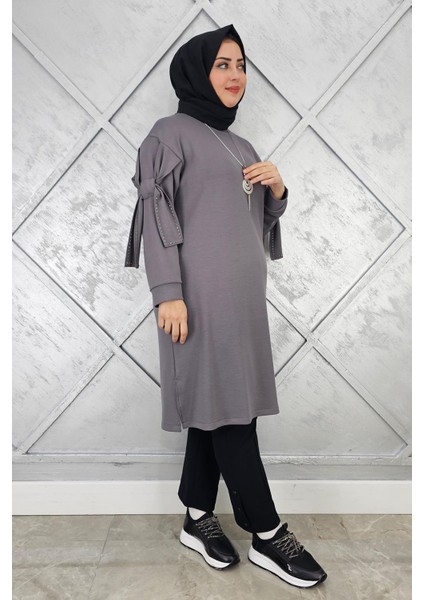 Kadın Taş ve Kolye Detaylı Tesettür Tunik fiyatları