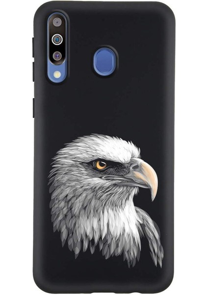 Samsung Galaxy M30 ile Uyumlu Kartal (0214C) Tasarımlı Siyah Lansman Kılıf