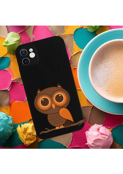 iPhone 12 Mini ile Uyumlu Baykuş (0214A) Tasarımlı Siyah Lansman Silikon Kılıf fırsatları