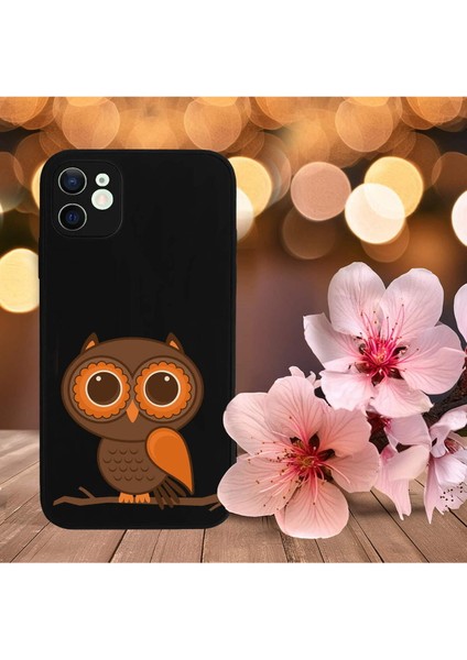 iPhone 12 Mini ile Uyumlu Baykuş (0214A) Tasarımlı Siyah Lansman Silikon Kılıf indirimleri