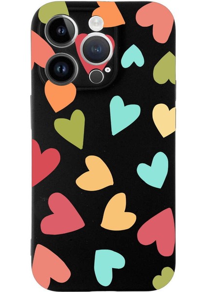 iPhone 14 Pro Max ile Uyumlu Tropikal Kalpler (0214B) Tasarımlı Siyah Lansman Kılıf