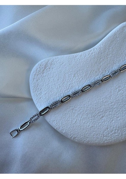 Vip Taşlı Oval Dörtgen Silver Bileklik modelleri