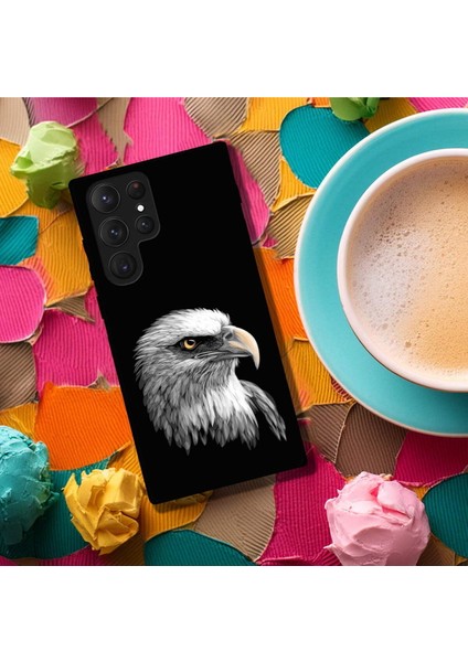 Samsung Galaxy S23 Ultra ile Uyumlu Kartal (0214C) Tasarımlı Siyah Lansman Kılıf fırsatları