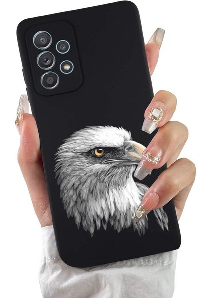 Samsung Galaxy A53 ile Uyumlu Kartal (0214C) Tasarımlı Siyah Lansman Kılıf fiyatları