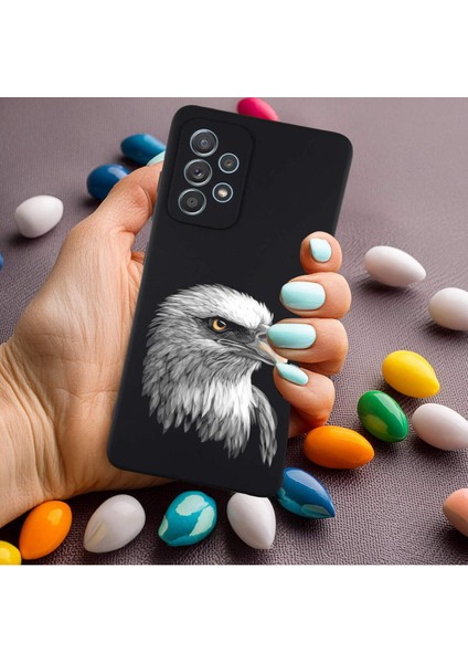 Samsung Galaxy A53 ile Uyumlu Kartal (0214C) Tasarımlı Siyah Lansman Kılıf modelleri