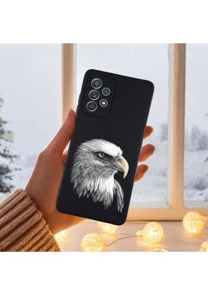 Samsung Galaxy A53 ile Uyumlu Kartal (0214C) Tasarımlı Siyah Lansman Kılıf