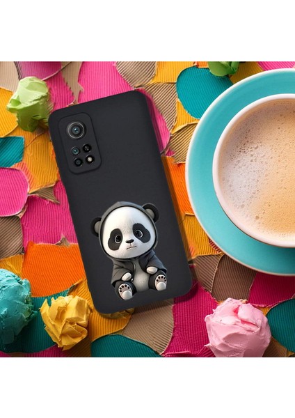 Xiaomi Mi 10T ile Uyumlu Sevimli Panda (0214D) Tasarımlı Siyah Lansman Kılıf fırsatları