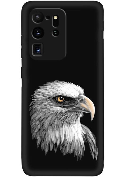 Samsung Galaxy S20 Ultra ile Uyumlu Kartal (0214C) Tasarımlı Siyah Lansman Kılıf