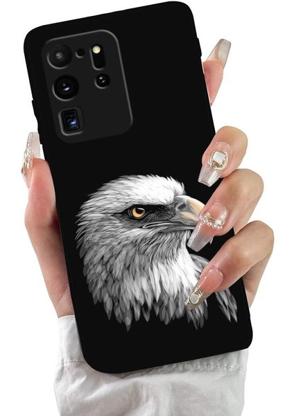 Samsung Galaxy S20 Ultra ile Uyumlu Kartal (0214C) Tasarımlı Siyah Lansman Kılıf fiyatları