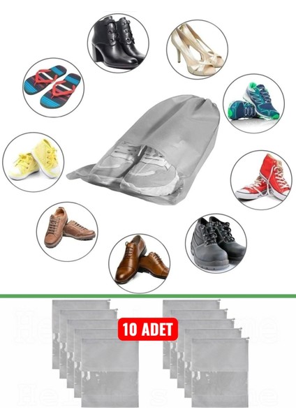 10 Adet Pencereli Ayakkabı Saklama Çantası Dolap Çekmece Valiz Düzenleyici Seyahat Çantası Hurç