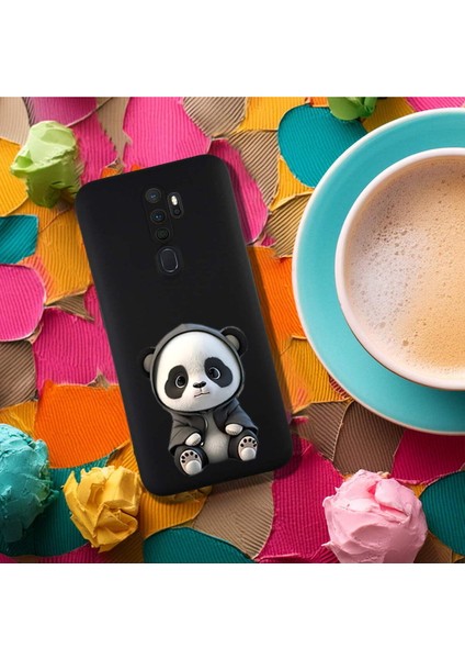 Oppo A5 2020 ile Uyumlu Sevimli Panda (0214D) Tasarımlı Siyah Lansman Kılıf fırsatları