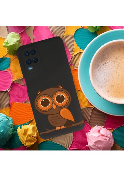 Oppo A54 ile Uyumlu Baykuş (0214A) Tasarımlı Siyah Lansman Silikon Kılıf fırsatları