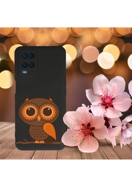 Oppo A54 ile Uyumlu Baykuş (0214A) Tasarımlı Siyah Lansman Silikon Kılıf indirimleri