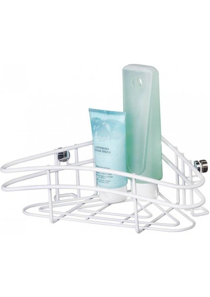 Beyaz Çelik Köşe Duvar Rafı, 28,5X9X17,5 Cm, Dayanıklı ve Şık Tasarım