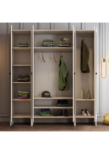 Münih 4 Kapaklı (413) Gardırop Krem / Traverten Mermer indirimleri