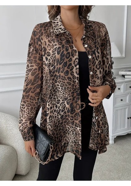 Meğdaix Kadın Uzun Kollu Yakalı Önden Düğmeli Şifon Gömlek indirimleri