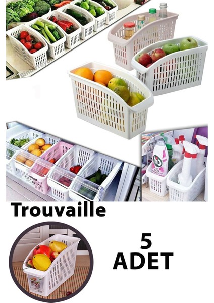 Kırmızı Buzdolabı Içi Düzenleyici Sebze Meyve Sepeti 5'li Set