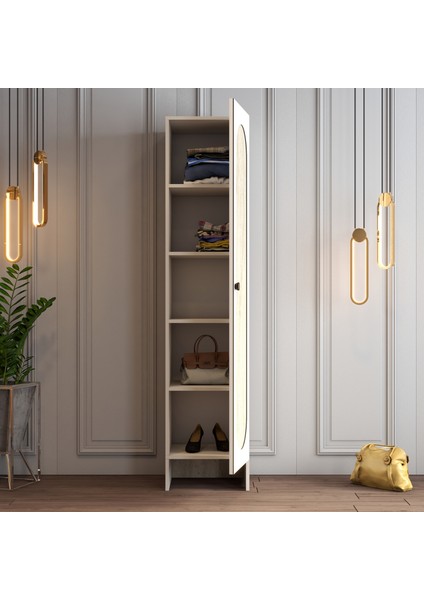 Münih 1 Kapaklı (3) Gardırop Krem / Traverten Mermer modelleri