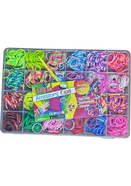 Lastik Örgü Bileklik ve Kolye Yapma Seti Oyuncak Bileklik Örme Yapım Seti 840 Adet Lastik 24 Renk