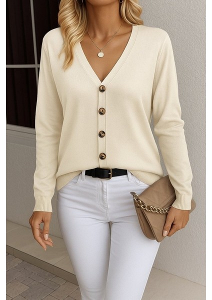 Meğdaix Kasın Uzun Kollu Önü Düğmeli Kısa Hırka fiyatları