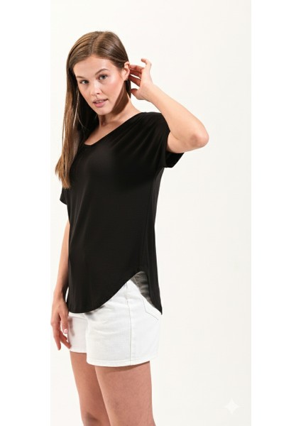 725107_KADIN Düşük Kollu Yuvarlak Yakalı Tshirt fiyatları