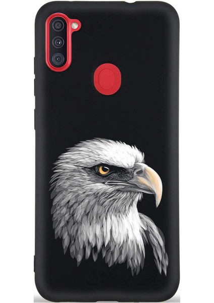 Samsung Galaxy M11 ile Uyumlu Kartal (0214C) Tasarımlı Siyah Lansman Kılıf