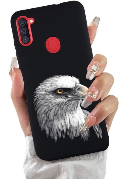 Samsung Galaxy M11 ile Uyumlu Kartal (0214C) Tasarımlı Siyah Lansman Kılıf fiyatları